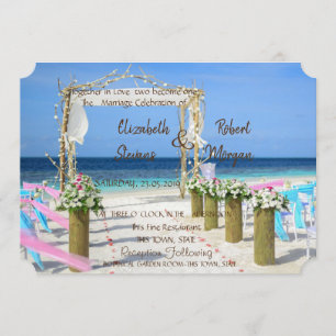 Adorable Beach Arbor Bloral Hochzeit Einladung