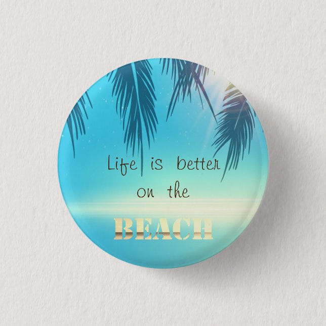 Adorable Beach Palm Blätter Button (Vorderseite)
