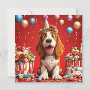 Adorable Beagle Hund feiert Geburtstag Einladung