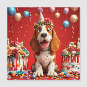 Adorable Beagle Hund feiert Geburtstag Magneteinladung