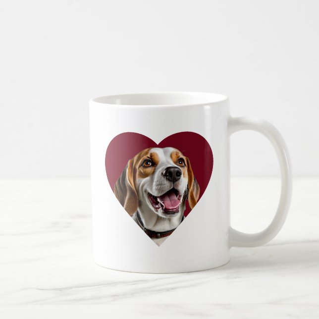 Adorable Beagle in Heart Shape Design Kaffeetasse (Rechts)
