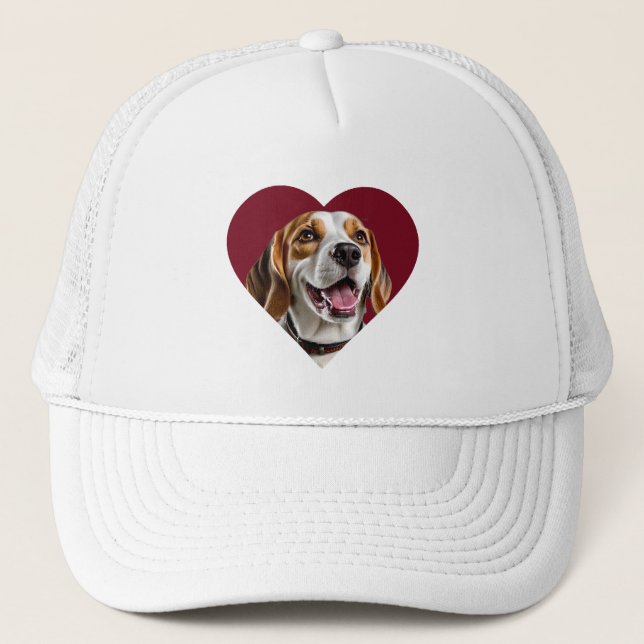 Adorable Beagle in Heart Shape Design Truckerkappe (Vorderseite)
