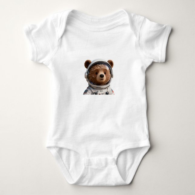 Adorable Bear Astronaut Baby | Space-Themed Baby Strampler (Vorderseite)