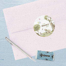 Adorable Bear Wait Bear Watercolor Babydusche Runder Aufkleber