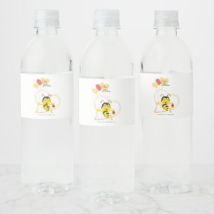 Adorable Bee Mine Valentine's Day Bee Cartoon Wasserflaschenetikett
