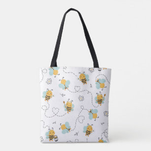 Adorable Bee Pattern Tote Bag - Playful Honeybee
