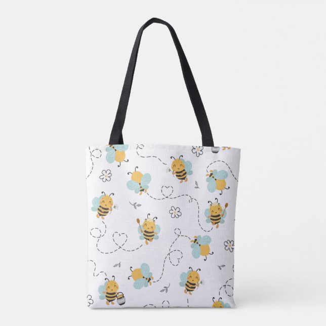 Adorable Bee Pattern Tote Bag - Playful Honeybee (Rückseite)