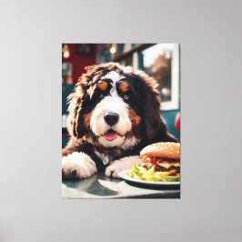 Adorable Bernerdoodle am Diner Leinwanddruck