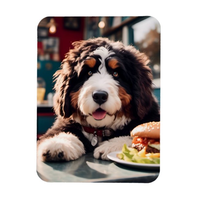 Adorable Bernerdoodle am Diner Magnet (Vertikal)
