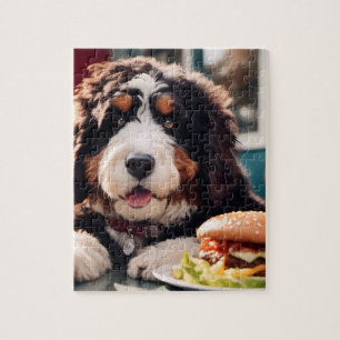 Adorable Bernerdoodle am Diner Puzzle