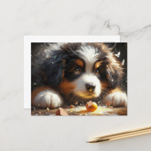 Adorable Bernese Mountain Hund Welpe zerbrochen Ei Postkarte