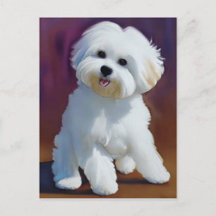 Adorable Bichon Havanese Puppy Watercolor Postkarte