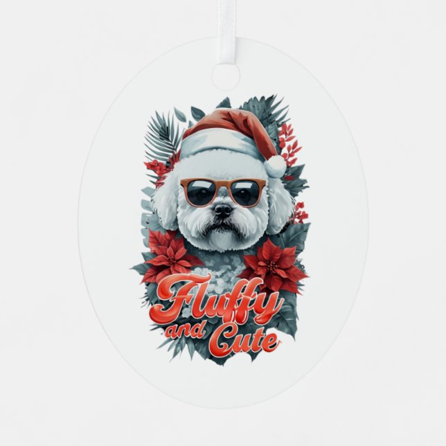 Adorable Bichon Ornament Aus Metall (Vorderseite)