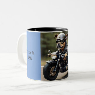 Adorable Biker Dog Geboren zu fahren Zweifarbige Tasse
