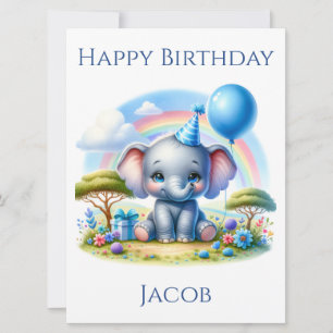 Adorable Birthday Elephant Birthday Card