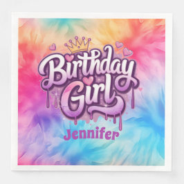 Adorable Birthday Girl Paper Napkin Serviette