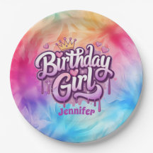 Adorable Birthday Girl Paper Plate