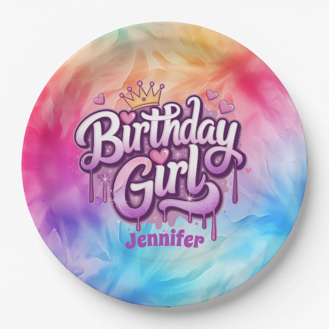 Adorable Birthday Girl Paper Plate Pappteller (Vorderseite)