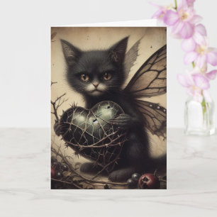 Adorable Black Cat Fairy Jeden Anlaß Gruß Karte