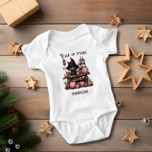 Adorable Black Cat Halloween Baby Strampler