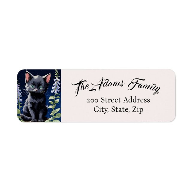 Adorable Black Cat Rücksendeadressen-Aufkleber (Vorne)
