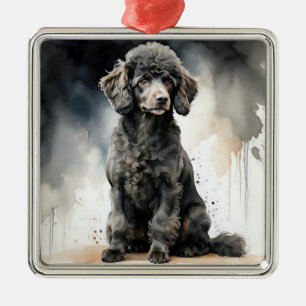 ADORABLE BLACK FRANZÖSISCH PODLE PUPPY HUND ORNAMENT AUS METALL