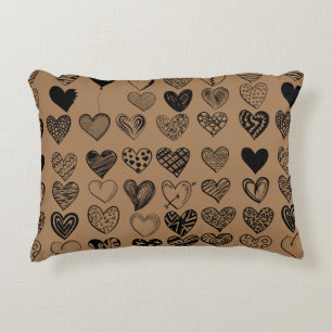 Adorable Black Heart Scribble Zeichnend Dekokissen