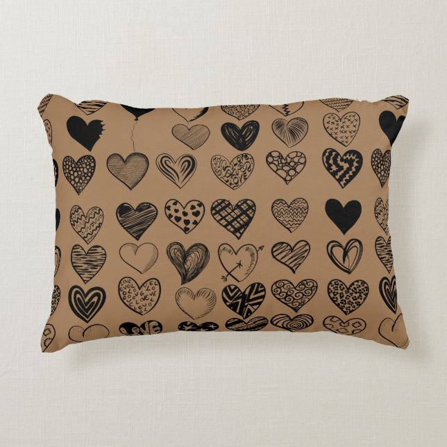 Adorable Black Heart Scribble Zeichnend Dekokissen (Vorderseite)