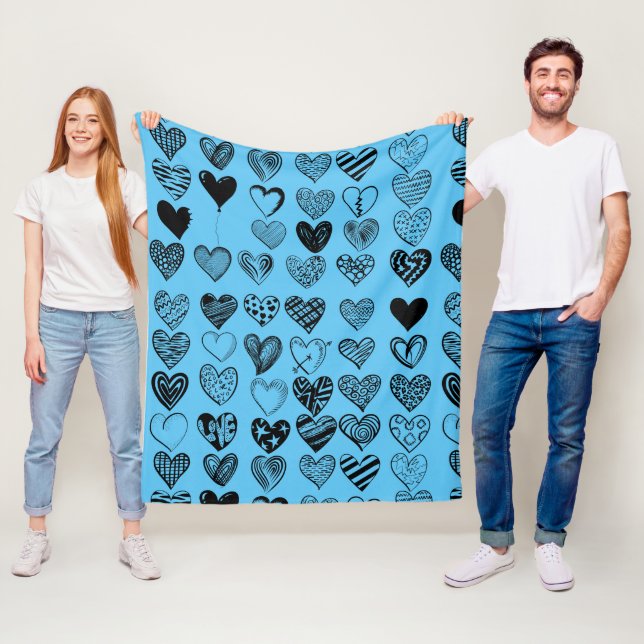 Adorable Black Heart Scribble Zeichnend Fleece Lee (Beispiel)
