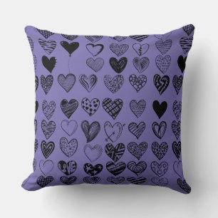 Adorable Black Heart Scribble Zeichnend Kissen