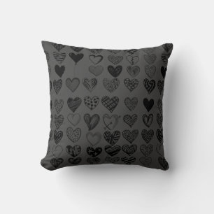 Adorable Black Heart Scribble Zeichnend Kissen