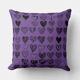 Adorable Black Heart Scribble Zeichnend Kissen