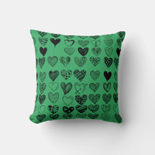 Adorable Black Heart Scribble Zeichnend Kissen