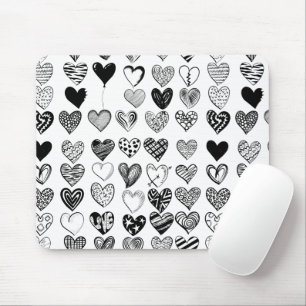 Adorable Black Heart Scribble Zeichnend Mousepad