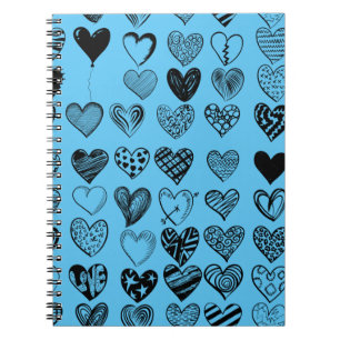 Adorable Black Heart Scribble Zeichnend Notebook Notizblock