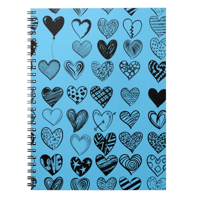 Adorable Black Heart Scribble Zeichnend Notebook Notizblock (Vorderseite)