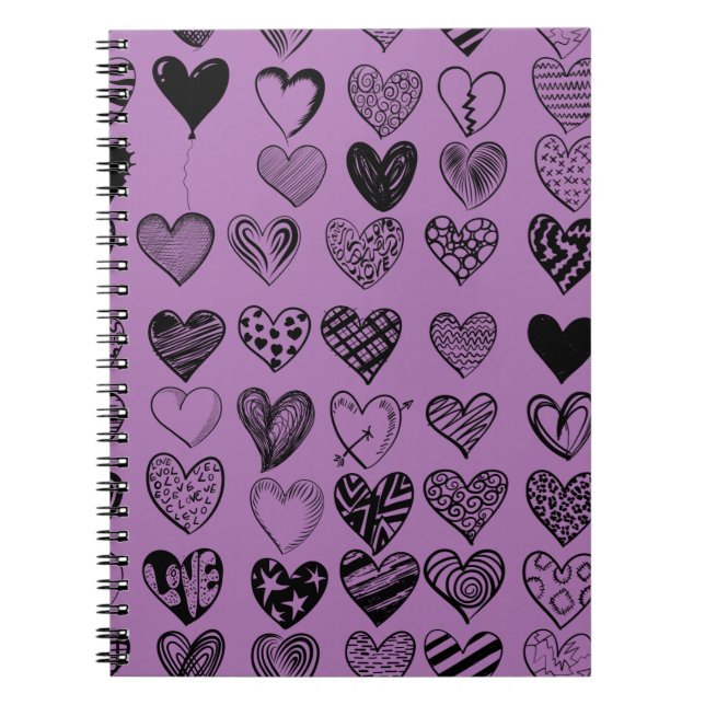 Adorable Black Heart Scribble Zeichnend Notebook Notizblock (Vorderseite)