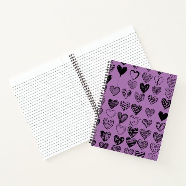 Adorable Black Heart Scribble Zeichnend Notebook Notizbuch (Innenseite)