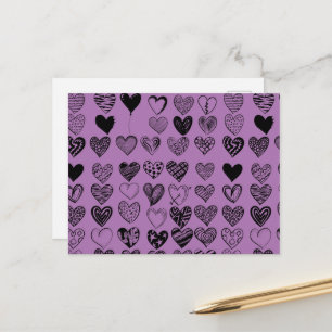 Adorable Black Heart Scribble Zeichnend Postkarte