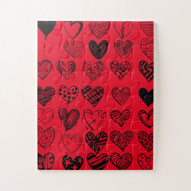 Adorable Black Heart Scribble Zeichnend Puzzle (Vertikal)