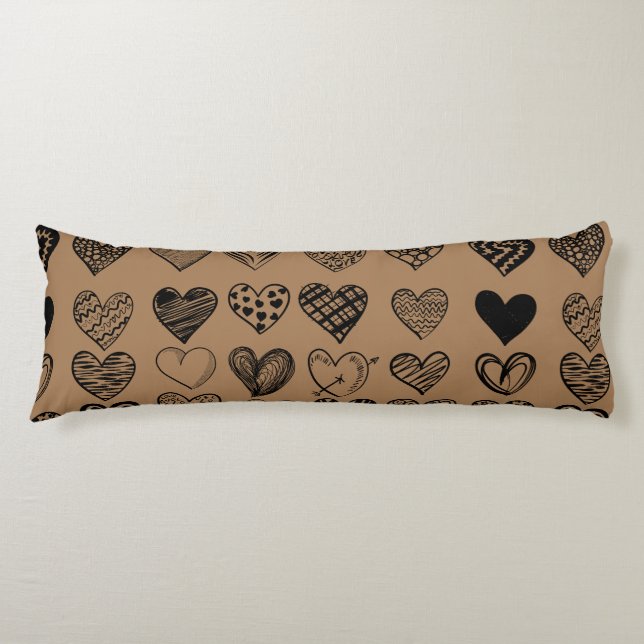 Adorable Black Heart Scribble Zeichnend Seitenschläferkissen (Vorderseite)