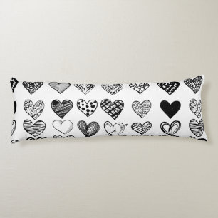 Adorable Black Heart Scribble Zeichnend Seitenschläferkissen
