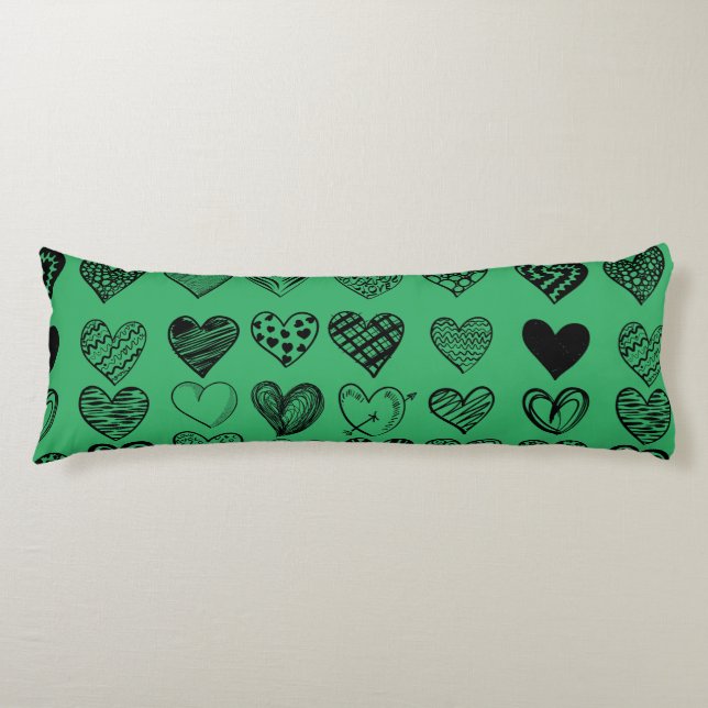 Adorable Black Heart Scribble Zeichnend Seitenschläferkissen (Vorderseite)