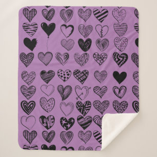 Adorable Black Heart Scribble Zeichnend Sherpa Bla Sherpadecke