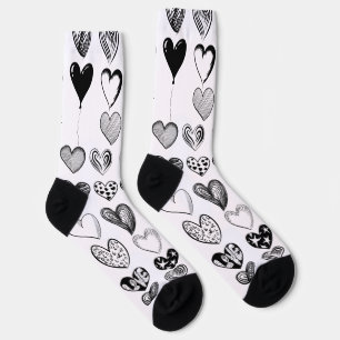 Adorable Black Heart Scribble Zeichnend Socken