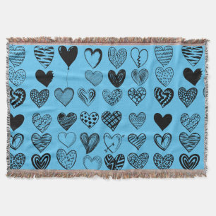 Adorable Black Heart Scribble Zeichnend Throw Blan Decke