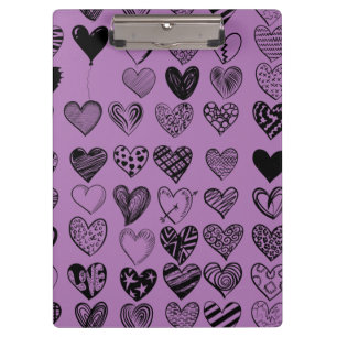 Adorable Black Heart Scribble Zeichnend Zwischenab Klemmbrett