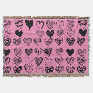 Adorable Black Heart Scribe Zeichne Throw Blanke Decke