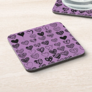 Adorable Black Heart Scribe Zeichnend Getränkeverp Getränkeuntersetzer