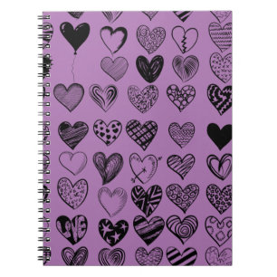 Adorable Black Heart Scribe Zeichnend Notebook Notizblock
